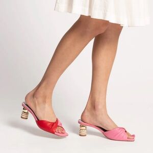 Farah Twist Kickball Heel Nappa Pink Red - size 8.5